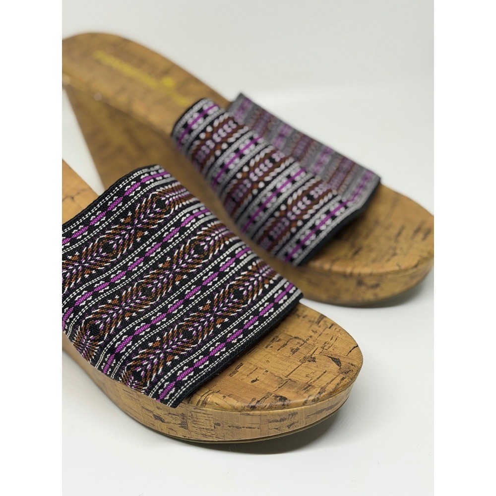 Montego Bay Club Wedge Sandals Woven Tribal Cork Platform Slides Womens SZ 8.5 - Picture 6 of 10